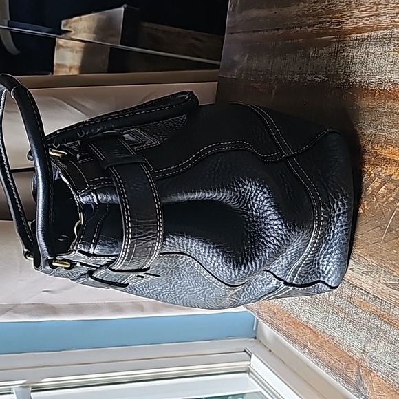 Coach Handbag Hampton Pebbled Leather Black Shoulder Bag - Picture 3 of 10